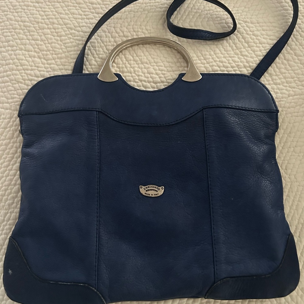 Nautica Dark Blue Shoulder Bag with Metallic Handles